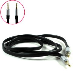 Auxiliary Music Cable 3.5mm to 3.5mm Flat Wire Cable (Black)